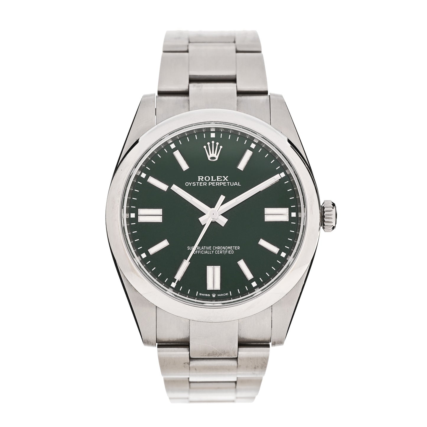 Stainless Steel 41mm Oyster Perpetual Watch Green 124300