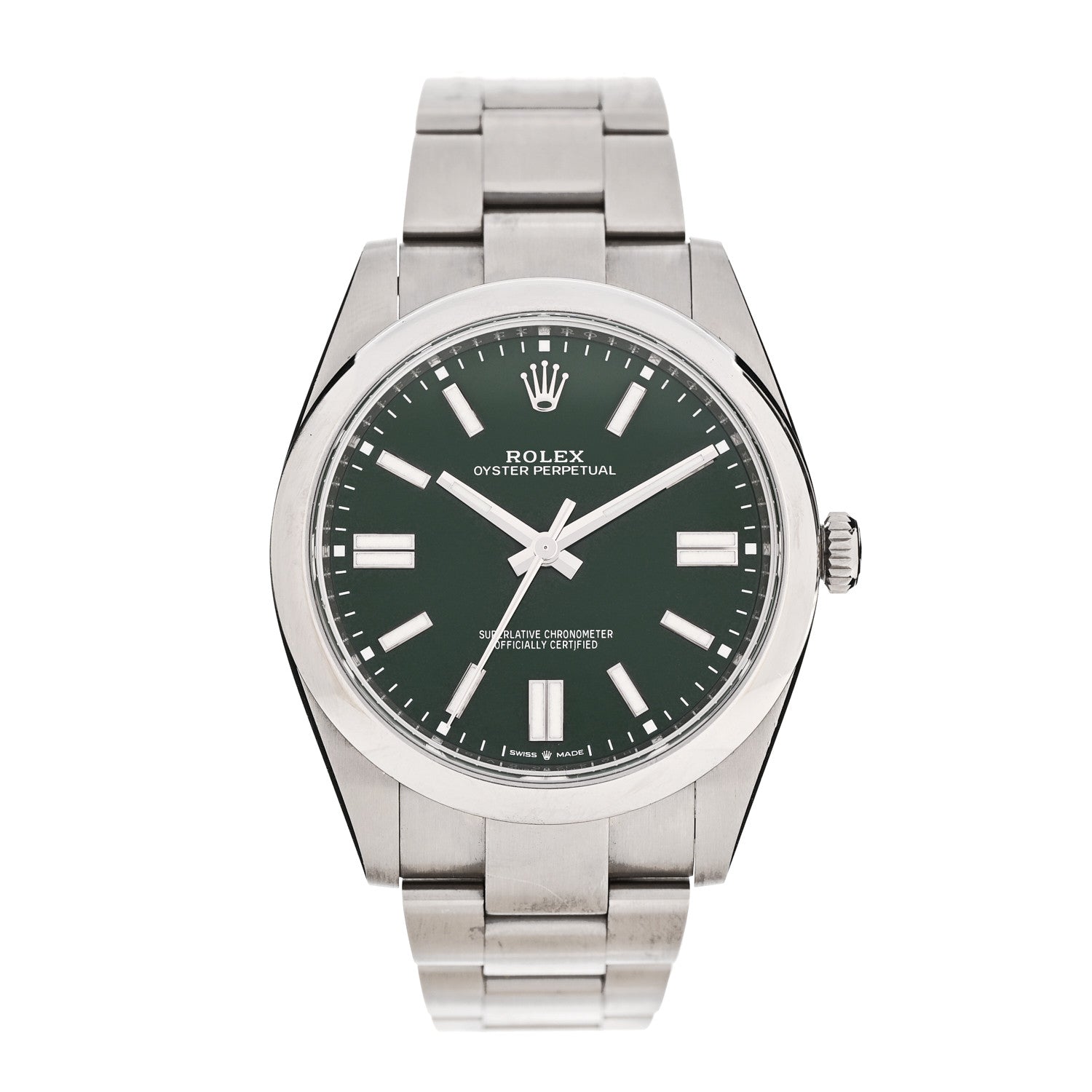 Rolex Stainless Steel 41mm Oyster Perpetual Watch Green 124300 1 of 5