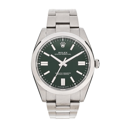 Rolex Stainless Steel 41mm Oyster Perpetual Watch Green 124300 1 of 5
