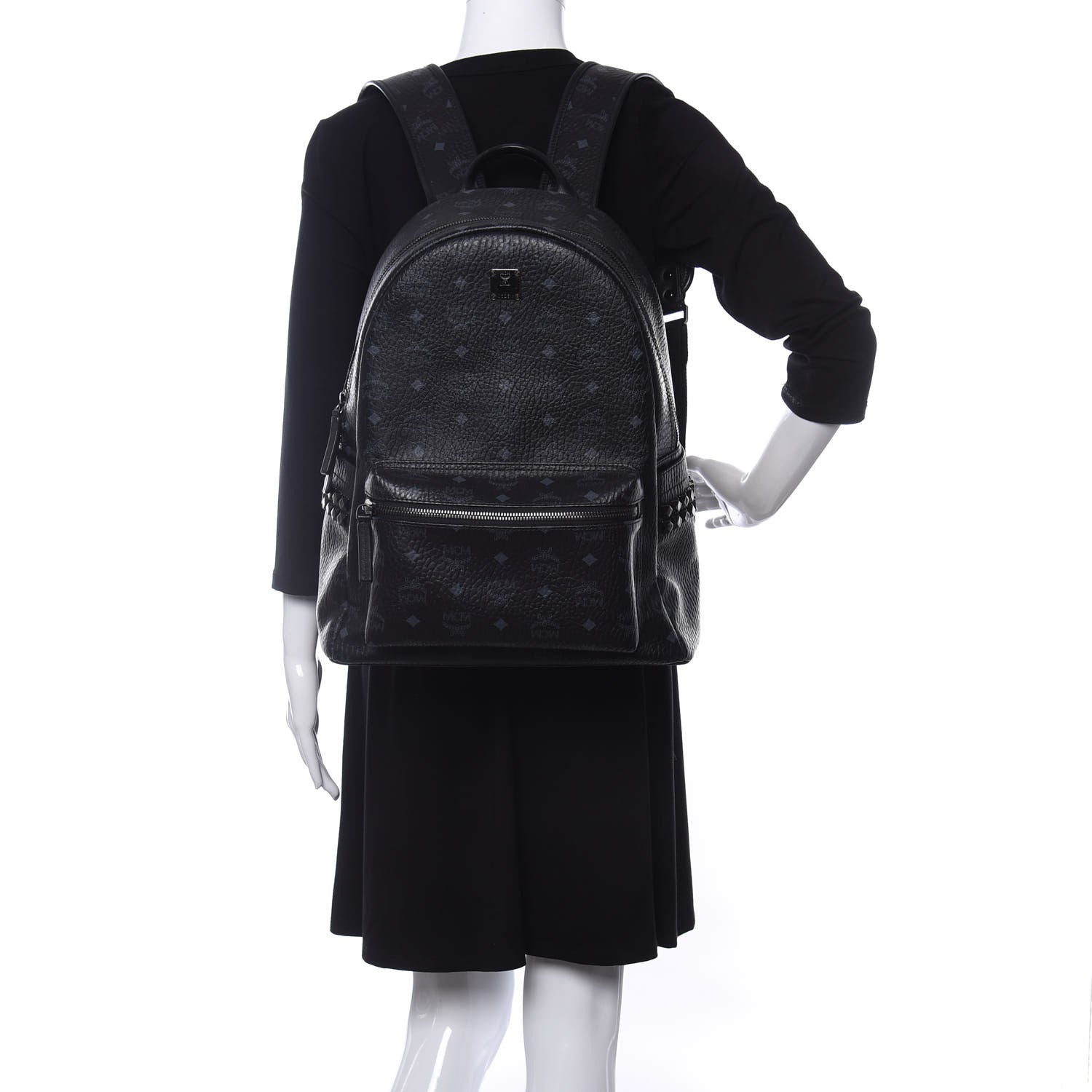 MCM Visetos Medium Side Studs Stark Backpack Black 2 of 9