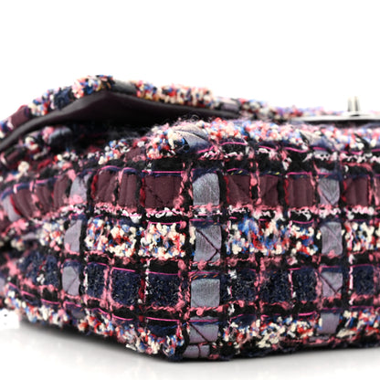 Chanel Tweed Quilted Medium Double Flap Dark Purple 9 of 11