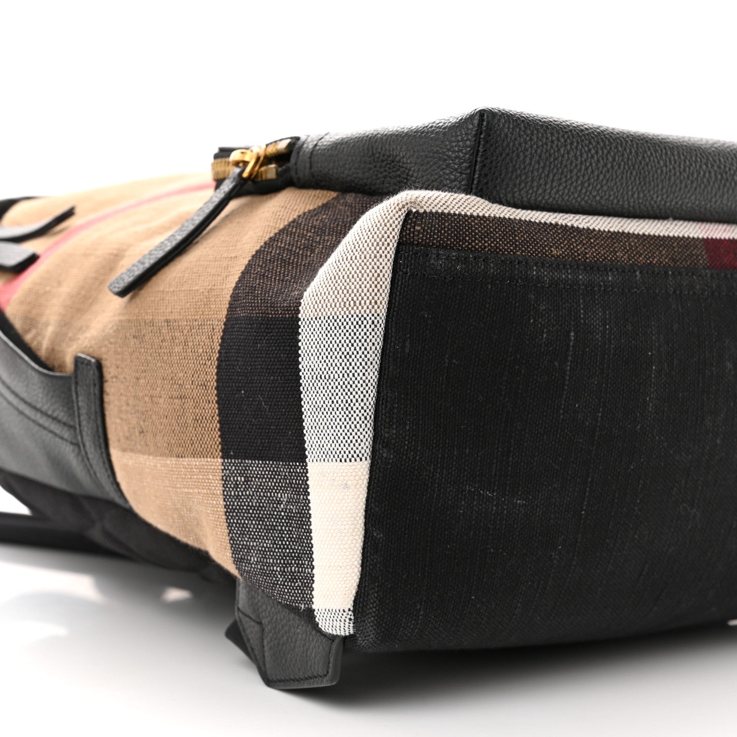 Burberry Mega Check Calfskin Abbeydale Simple Backpack Black Camel 8 of 9