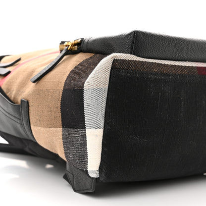 Burberry Mega Check Calfskin Abbeydale Simple Backpack Black Camel 8 of 9