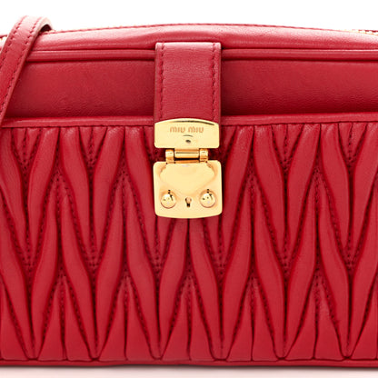 Miu Miu Nappa Matelasse Zip Shoulder Bag Fuoco 9 of 12
