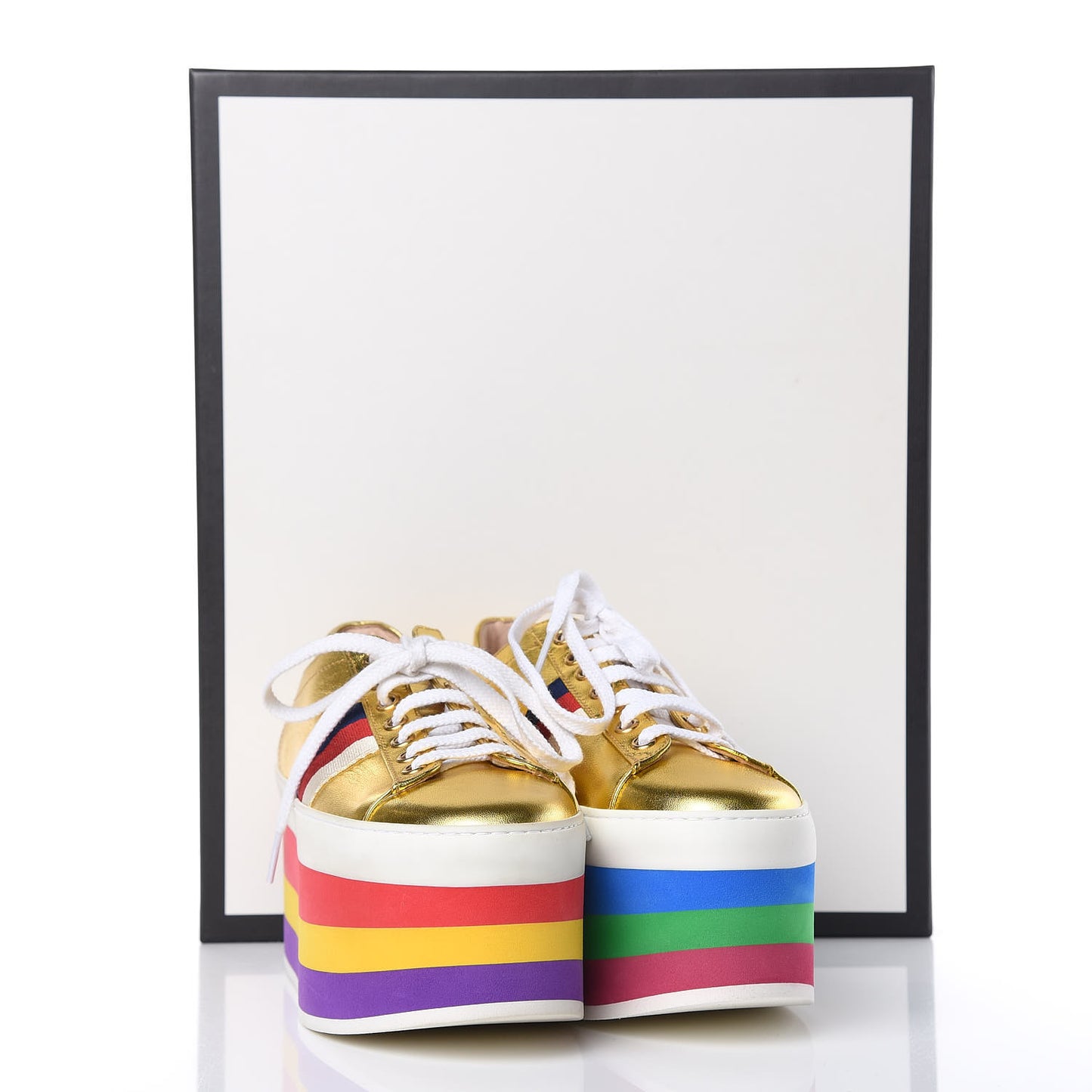 Metallic Nappa Sylvie Web Peggy Platform Sneakers 36 Oro Vecchio