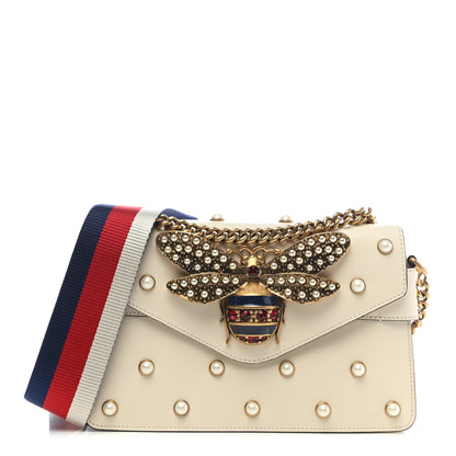 Gucci Nappa Pearl Studded Mini Queen Margaret Broadway Shoulder Bag Mystic White 1 of 9