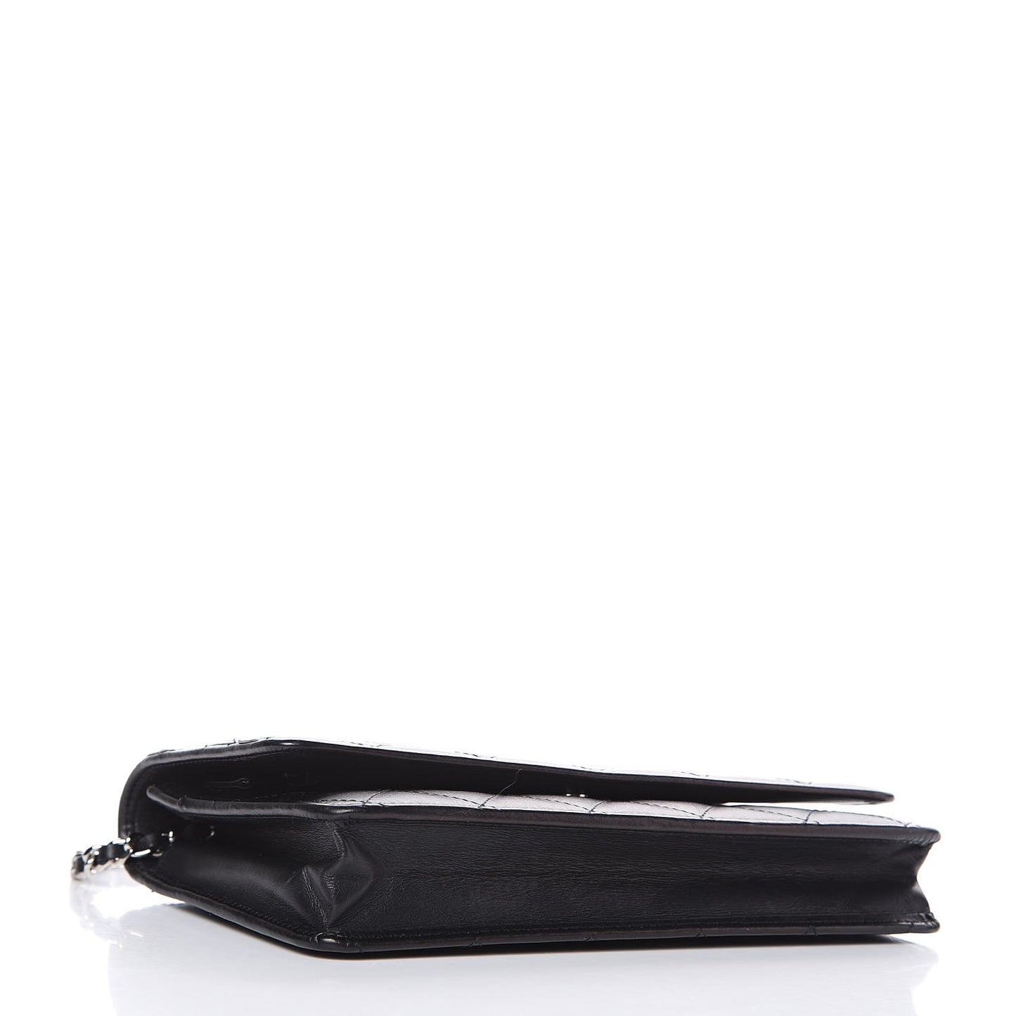 Calfskin Quilted Cambon Wallet On Chain WOC Black