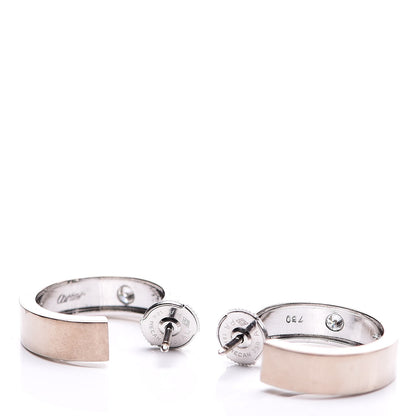 Cartier 18K White Gold 2 Diamond 5.5mm LOVE Hoop Earrings 15 of 17