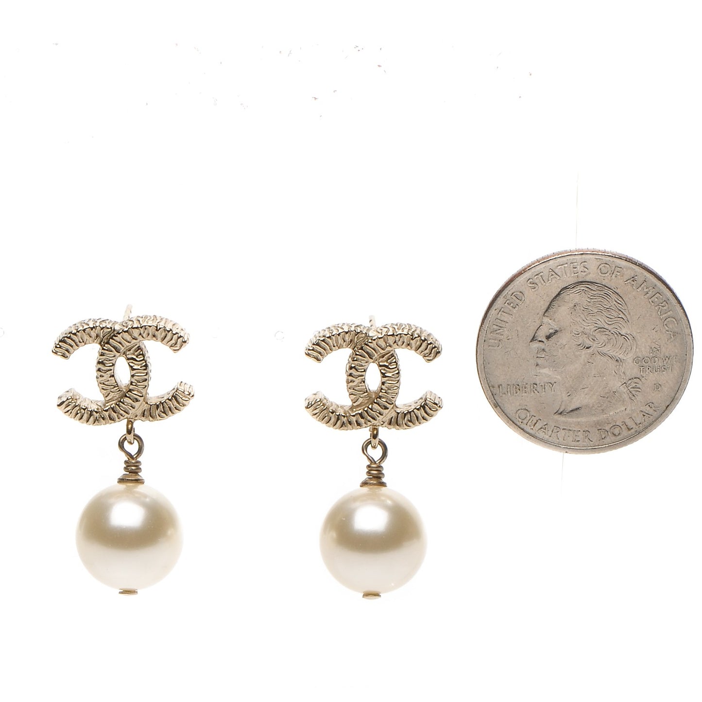 Pearl CC Drop Earrings Gold