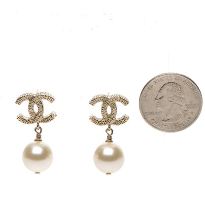 Chanel Pearl CC Drop Earrings Gold 2 of 5