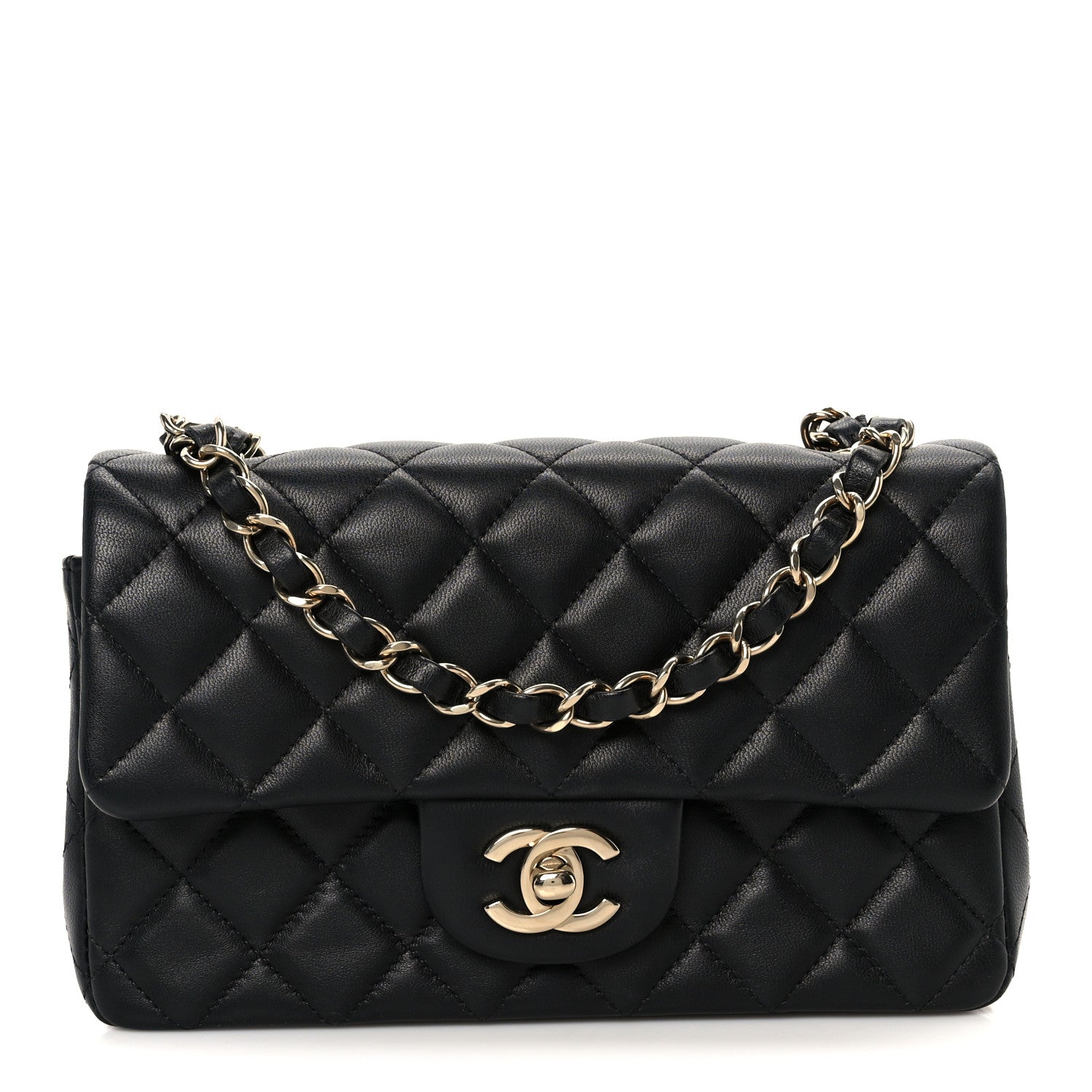 Chanel Lambskin Quilted Mini Rectangular Flap Black 1 of 12