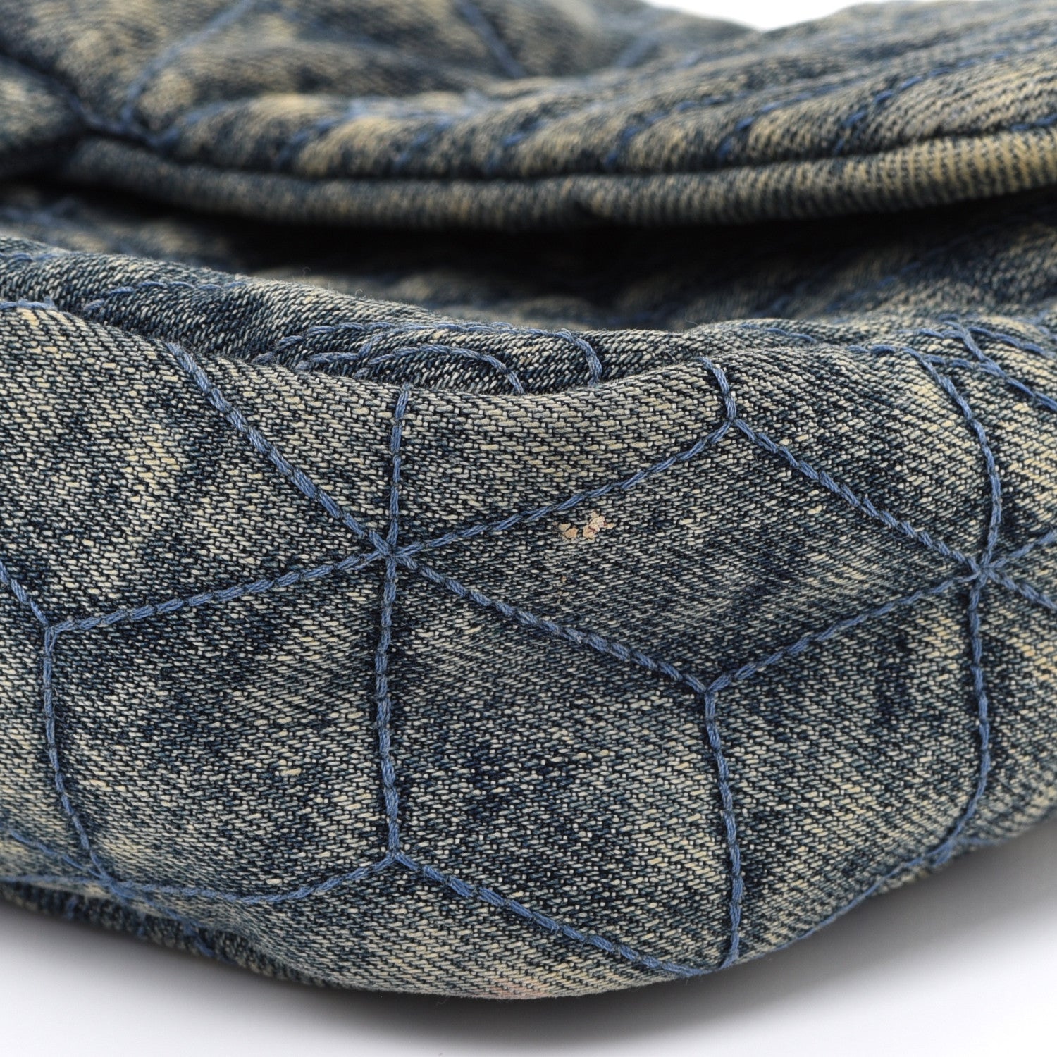 Chanel Denim Quilted Camellia Embroidered Medium Flap Blue 10 of 14