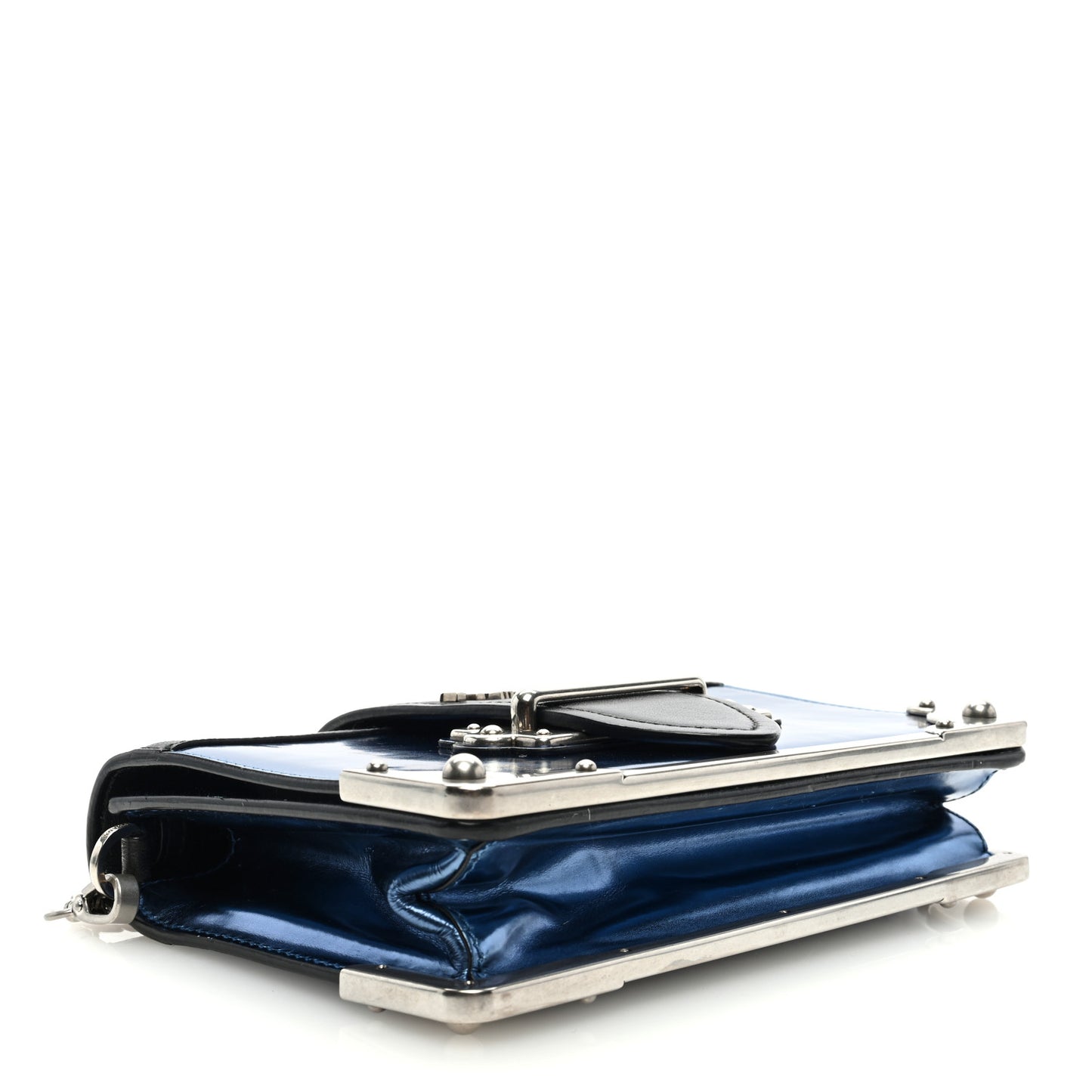 Metallic Vitello Saffiano Cahier Bag Denim Black