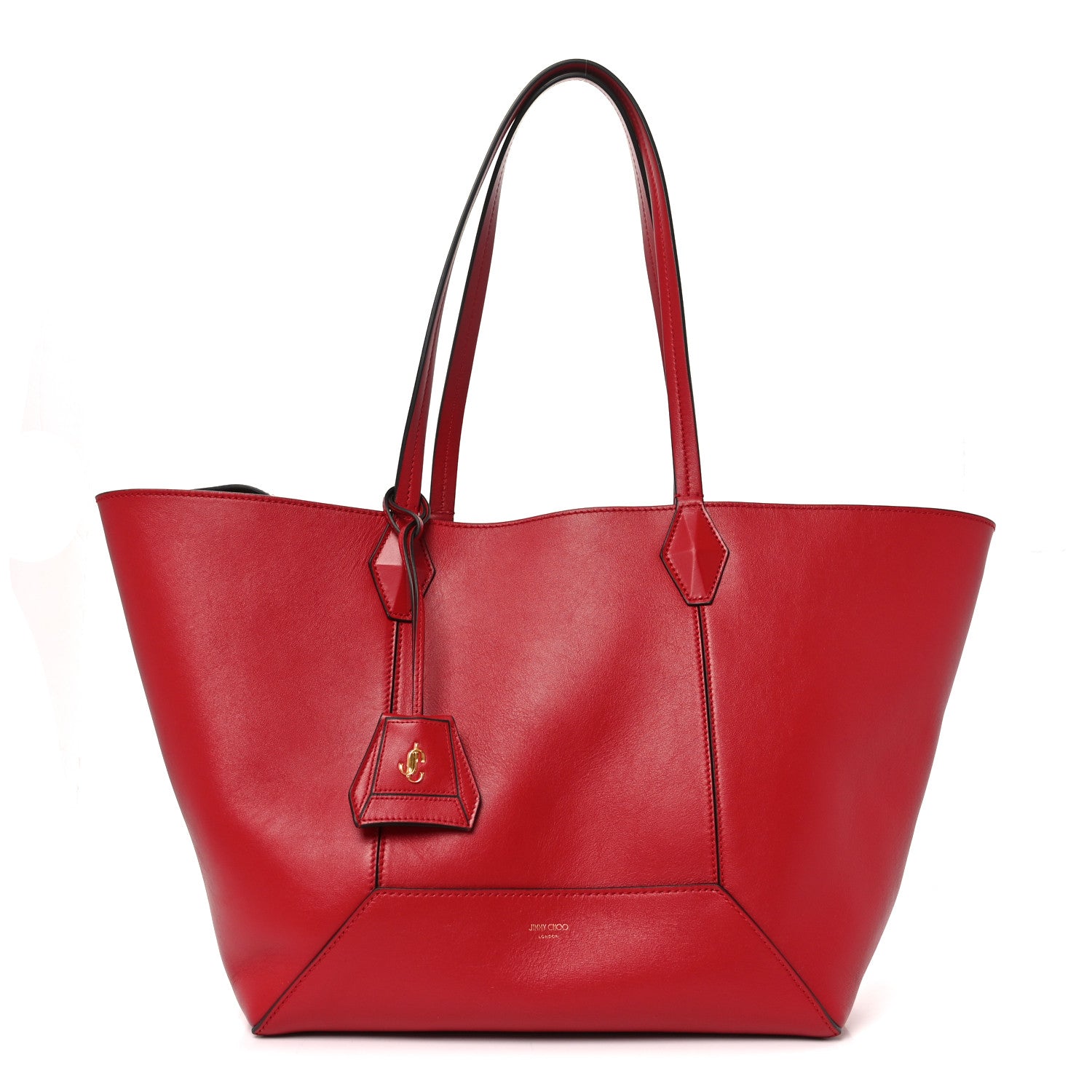 Jimmy Choo Calfskin Medium Diamond Tote Red 1 of 9