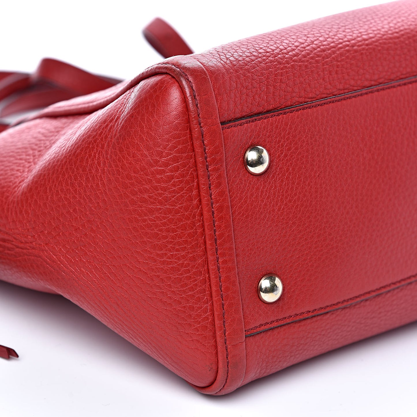 Pebbled Calfskin Small Soho Top Handle Bag Red