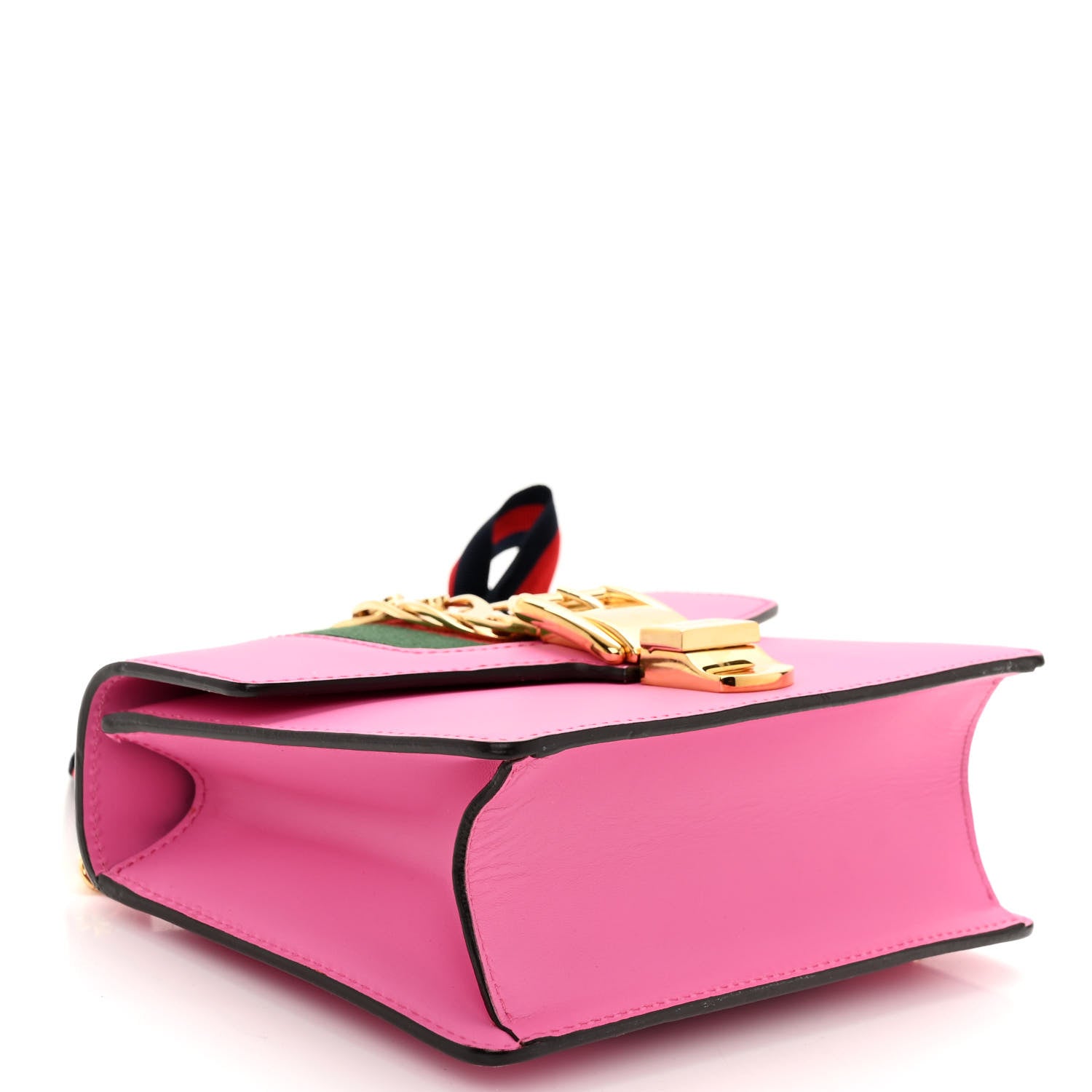 Gucci Vitello Fontanella Web Mini Sylvie Chain Shoulder Bag Pink Tropical Flower 4 of 10