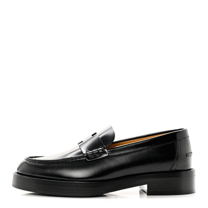 Hermes Glazed Calfskin Womens Hour Loafers 36 Black 1 of 9