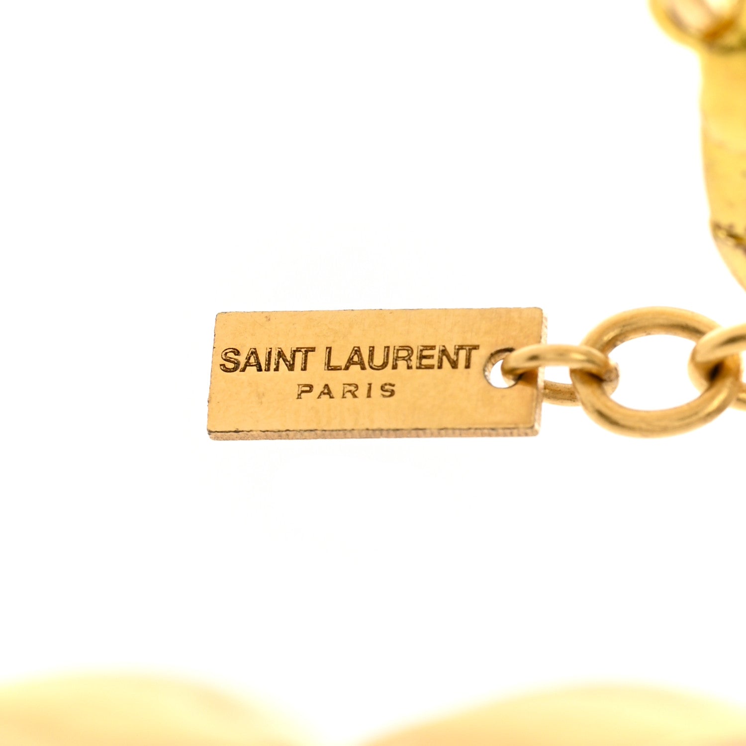 Saint Laurent Resin Pearl Chain Link Necklace Gold 6 of 6