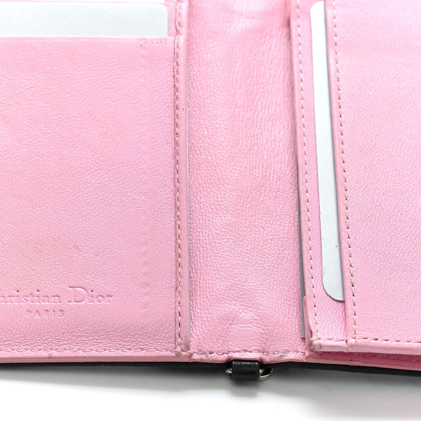Lambskin Cannage Bi-Color Small Lady Dior Flap Card Holder Black Pink