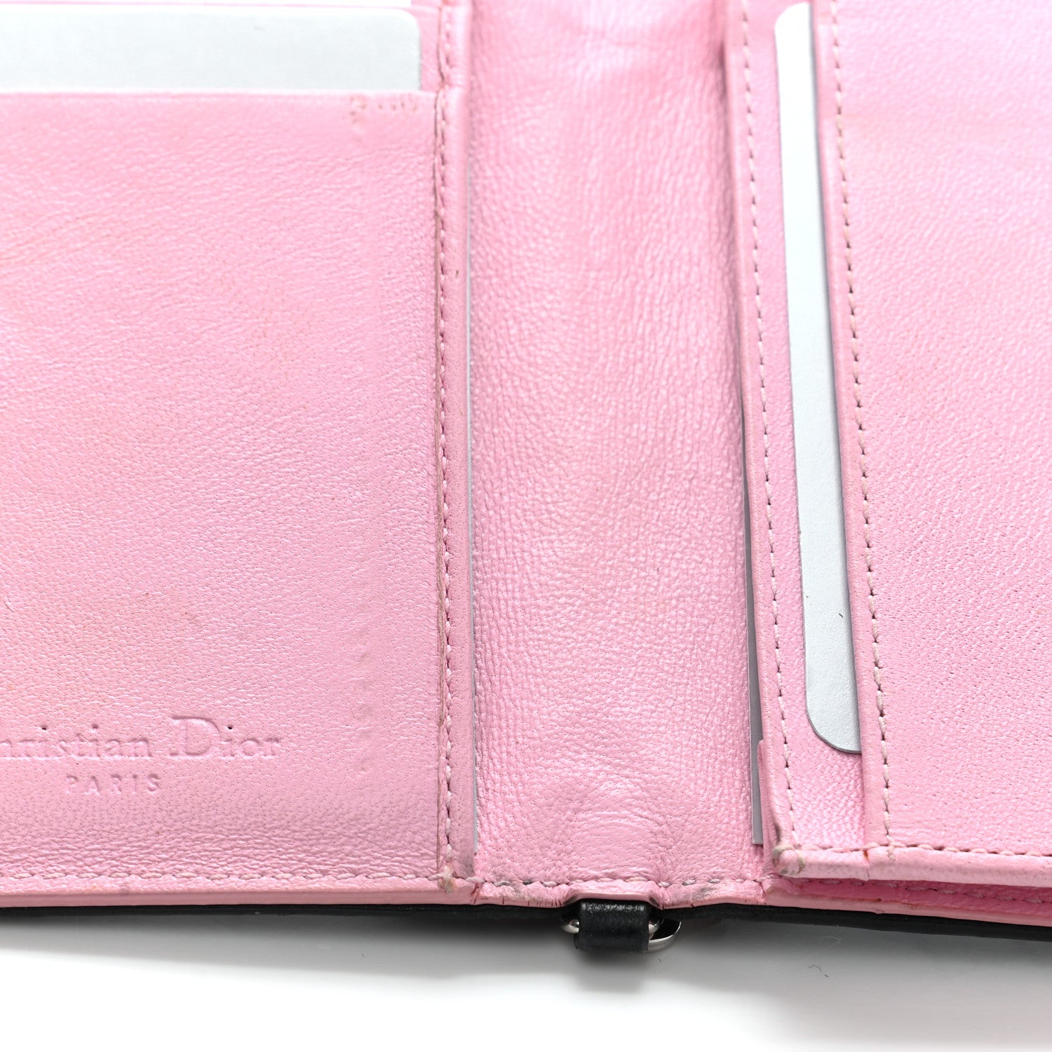 Christian Dior Lambskin Cannage Bi-Color Small Lady Dior Flap Card Holder Black Pink 13 of 19