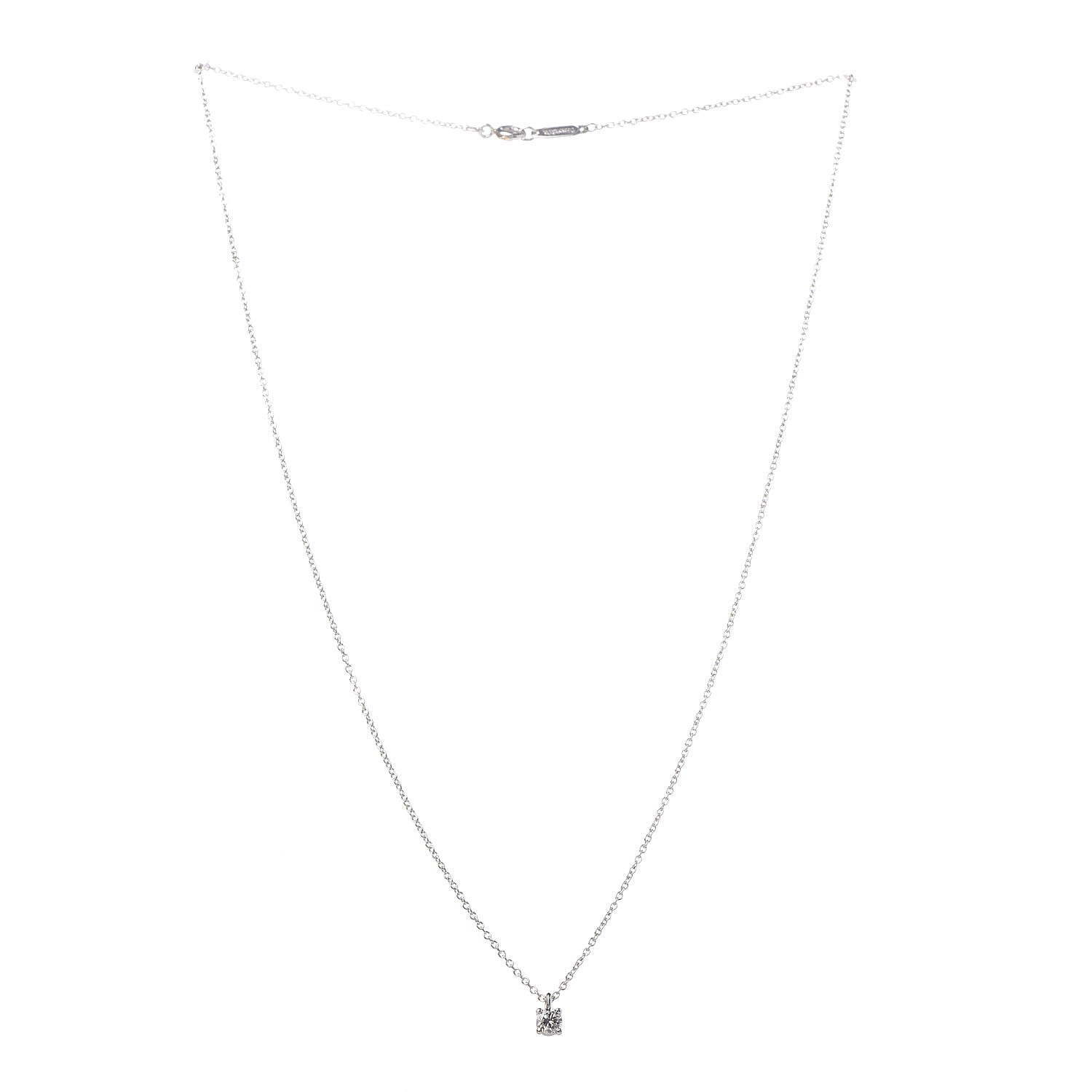 Tiffany Platinum Diamond .18ct Solitaire Pendant Necklace 3 of 6