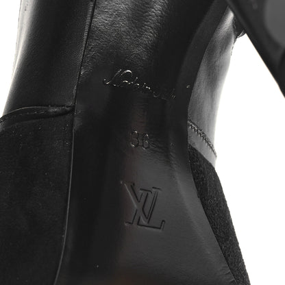 Louis Vuitton Suede Calfskin Monogram Podium Platform Thigh Boots 36 Black 6 of 9