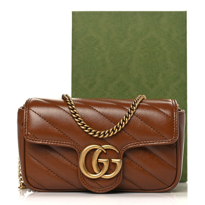 Gucci Azalea Calfskin Matelasse Diagonal Super Mini GG Marmont Shoulder Bag Cuir 10 of 10