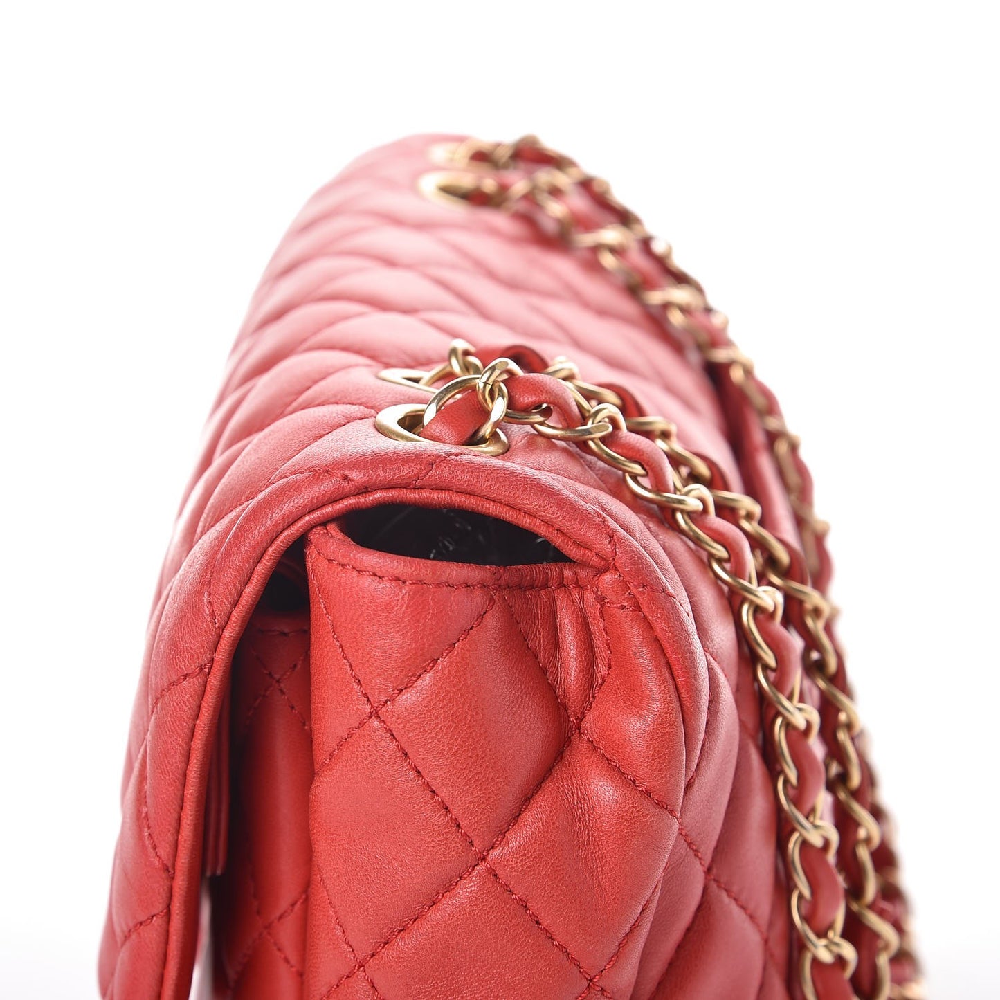 Lambskin Quilted Large Now and Forever Flap Red