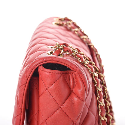 Chanel Lambskin Quilted Large Now and Forever Flap Red 11 of 13