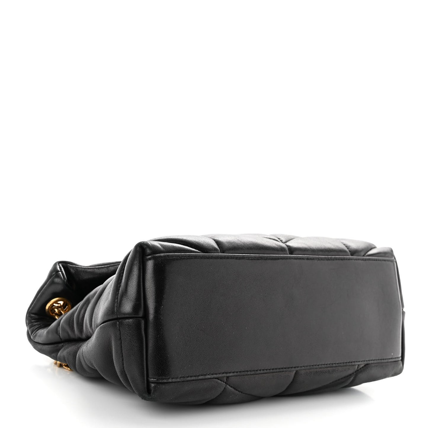 Lambskin Quilted Small Loulou Puffer Monogram Chain Satchel Black