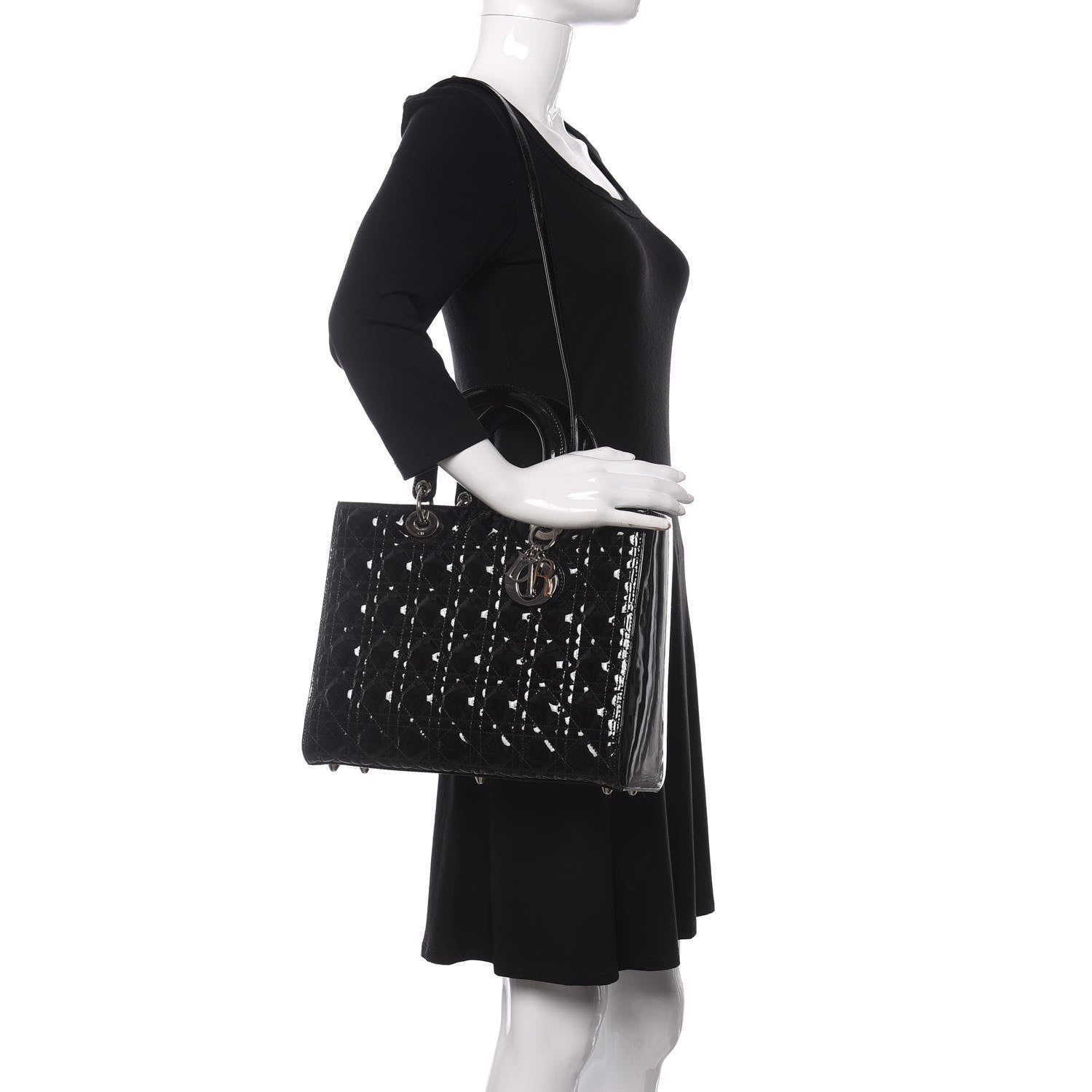 Christian Dior Patent Cannage Large Lady Dior Black 2 of 11