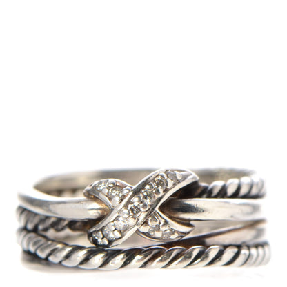 David Yurman Sterling Silver Diamond X Crossover Ring 47 4 1 of 4