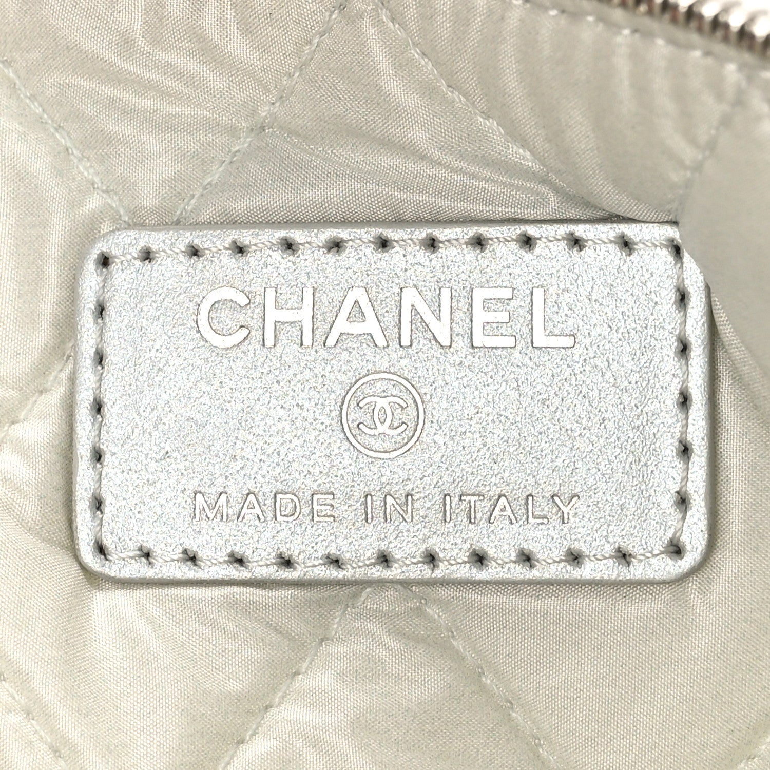 Chanel Metallic Lambskin Star Embossed Medium Cosmetic Pouch Light Silver 6 of 9