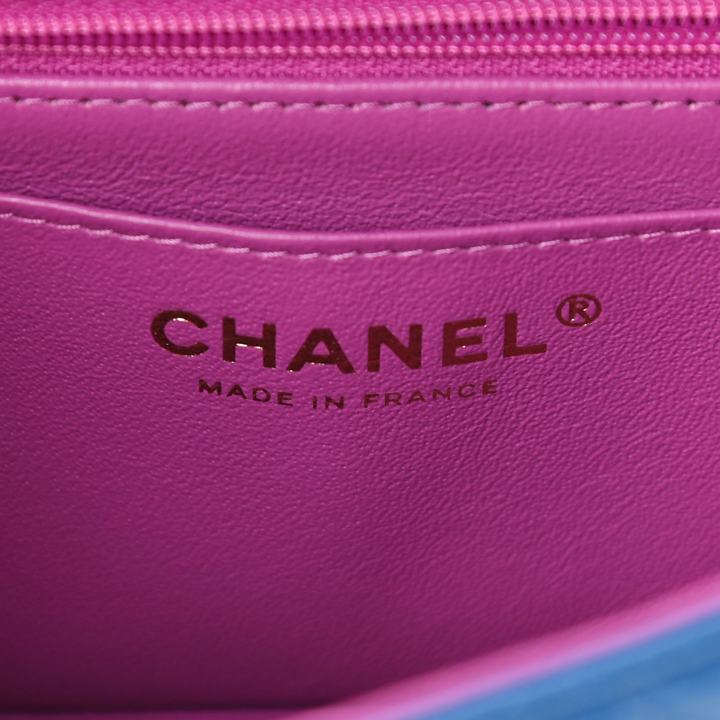 Lambskin Quilted Mini Rectangular Flap Blue Purple