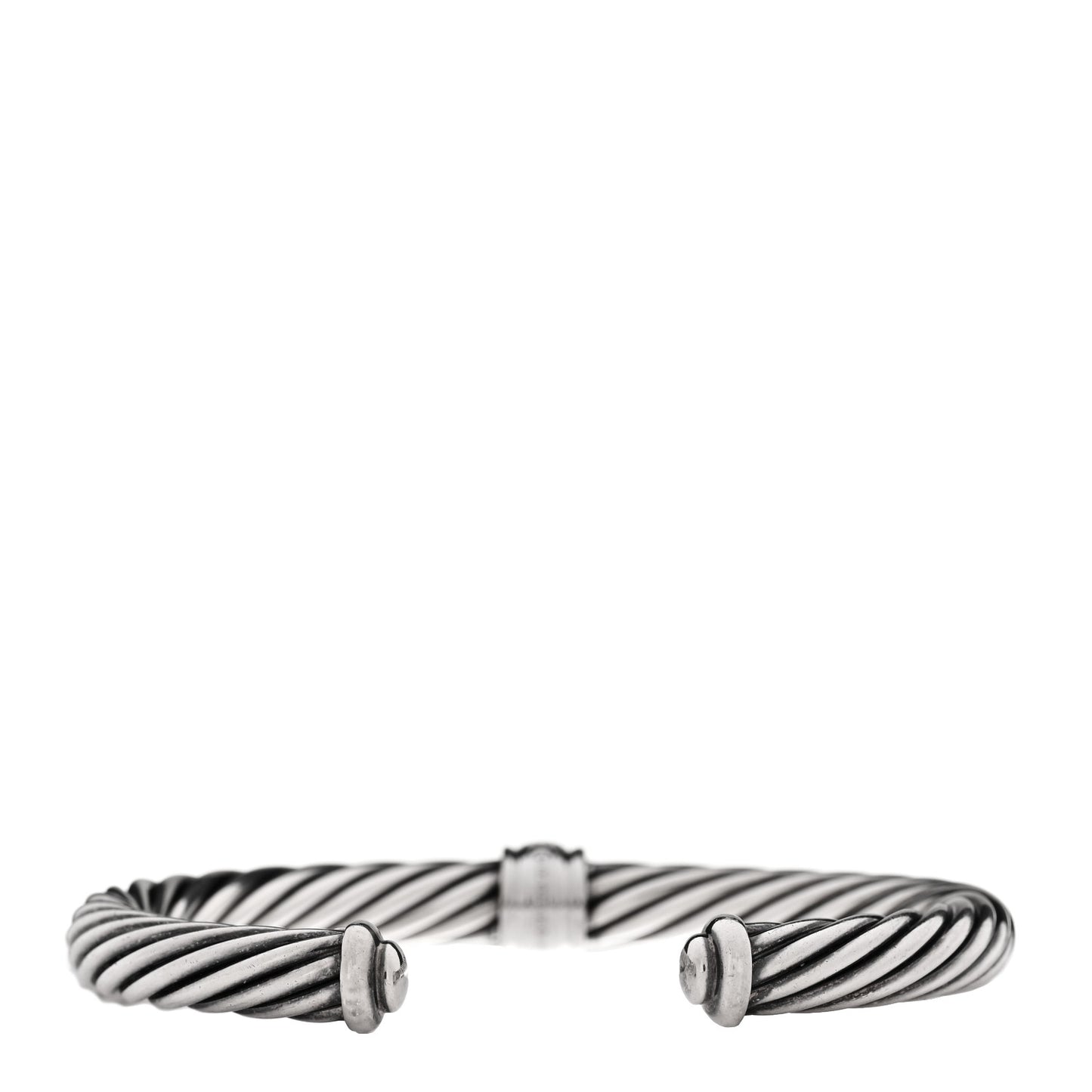 Sterling Silver 18K White Gold Diamond 7mm Cable Classics Station Bracelet