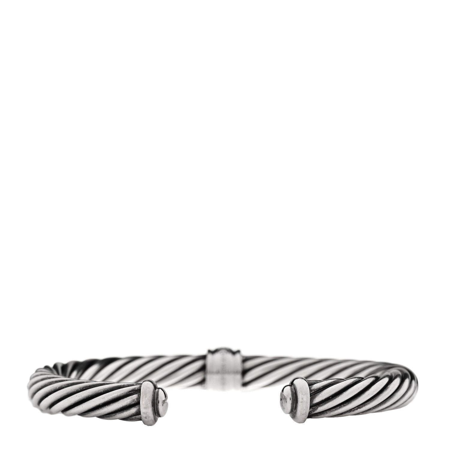 David Yurman Sterling Silver 18K White Gold Diamond 7mm Cable Classics Station Bracelet 2 of 3