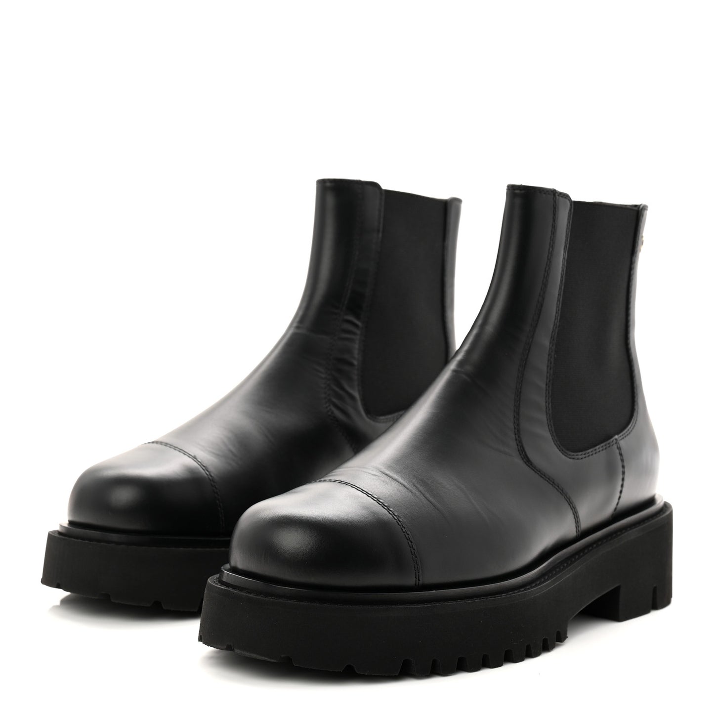 Calfskin Cap Toe CC Short Boots 39.5 Black