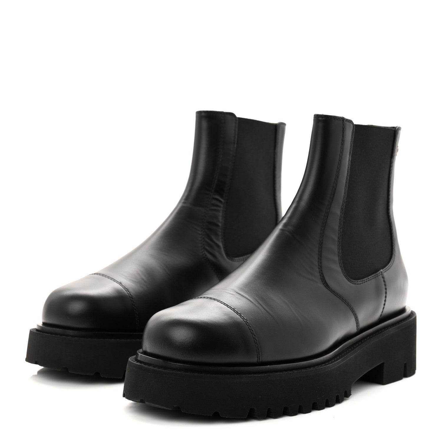 Chanel Calfskin Cap Toe CC Short Boots 39.5 Black 4 of 9