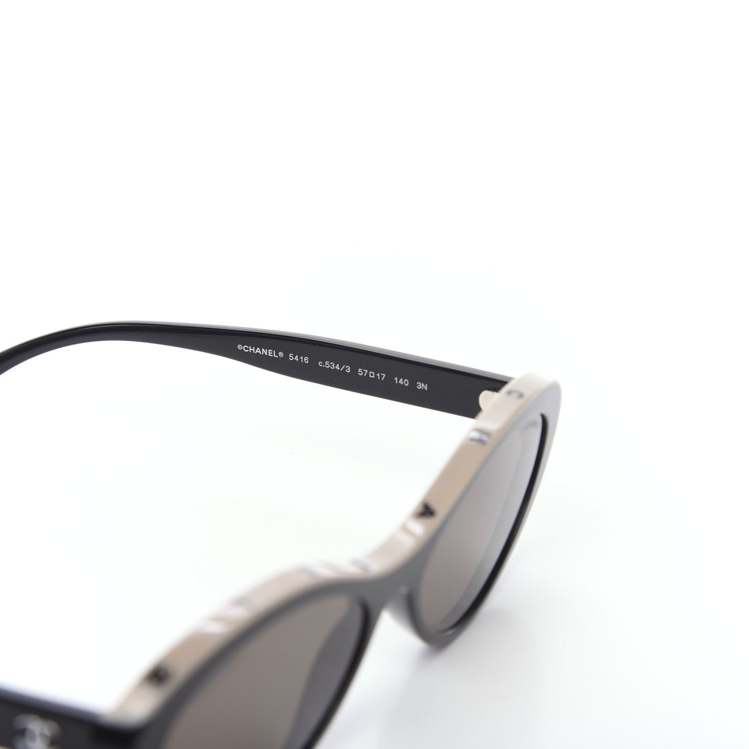 Chanel Acetate Oval Sunglasses 5416 Black Beige 4 of 8