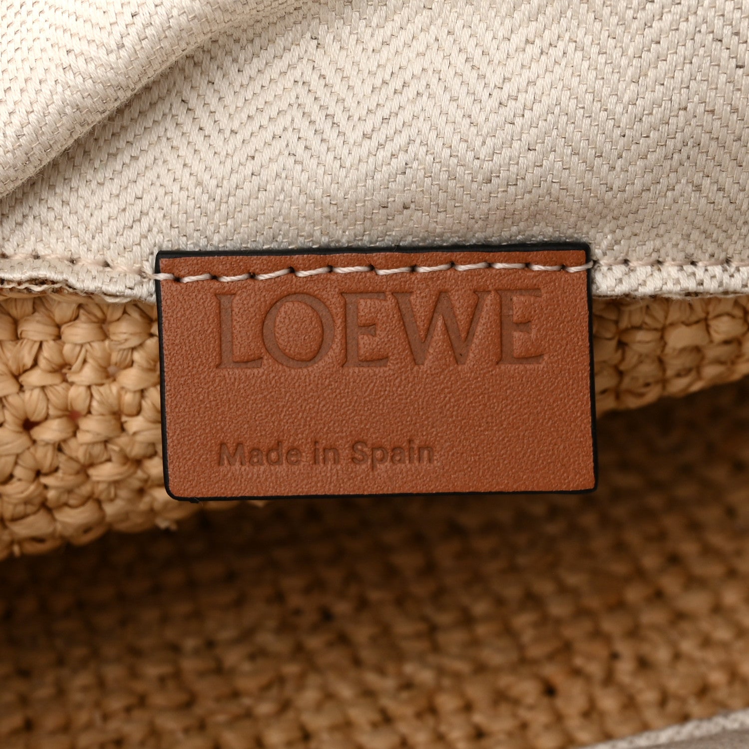 Loewe Calfskin Raffia Anagram Paulas Ibiza Pochette Bag Natural Tan 6 of 10