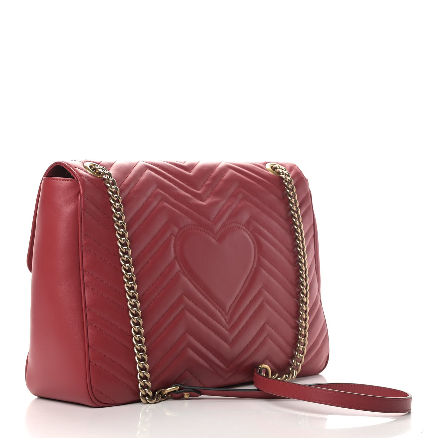Calfskin Matelasse Large GG Marmont Shoulder Bag Hibiscus Red