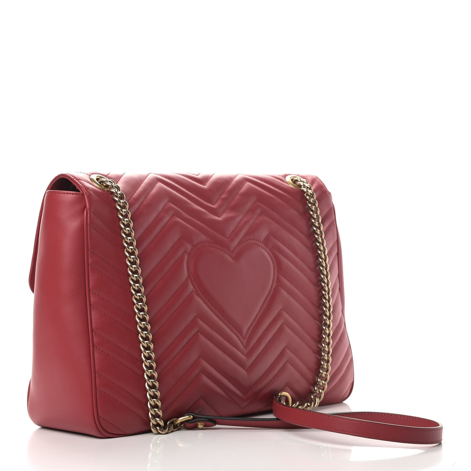 Gucci Calfskin Matelasse Large GG Marmont Shoulder Bag Hibiscus Red 2 of 9