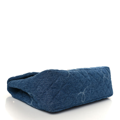 Chanel Denim Quilted CC Print Jumbo Single Flap Blue 4 of 8