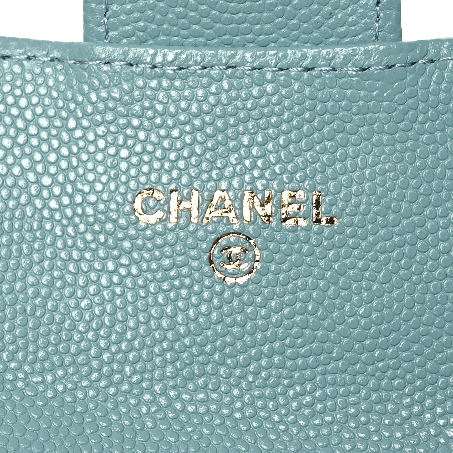 Caviar Quilted Flap Card Holder Wallet Blue