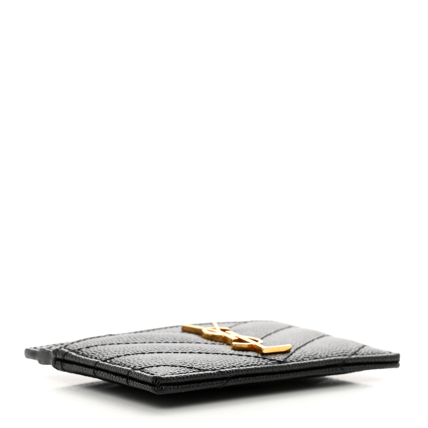 Grain De Poudre Matelasse Chevron Monogram Credit Card Case Black