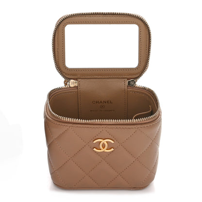 Chanel Lambskin Quilted Metal Mini Top Handle Vanity Case With Chain Beige 8 of 11