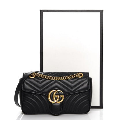 Gucci Calfskin Matelasse Small GG Marmont Shoulder Bag Black 9 of 9