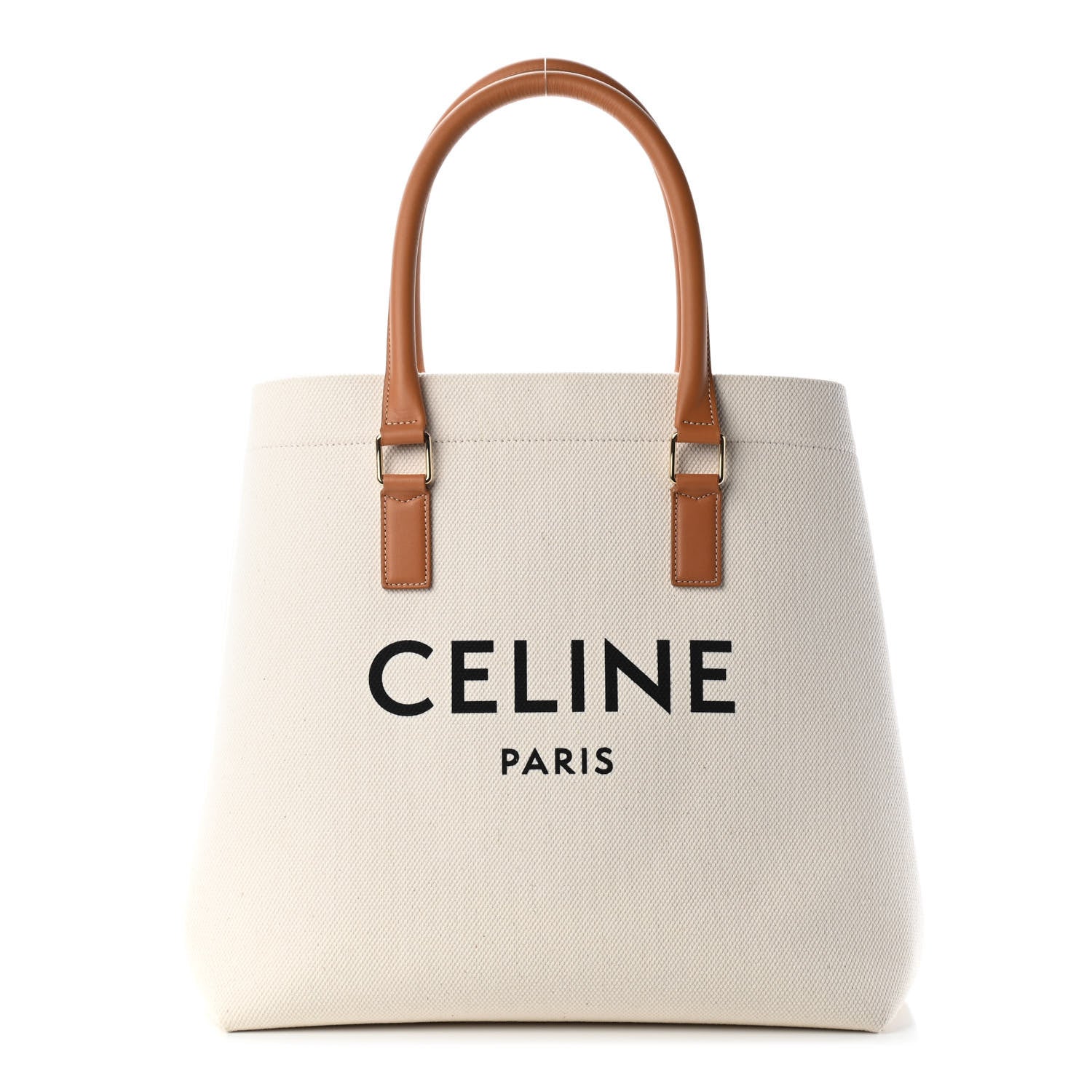 Celine Canvas Calfskin Horizontal Cabas Natural Tan 1 of 8