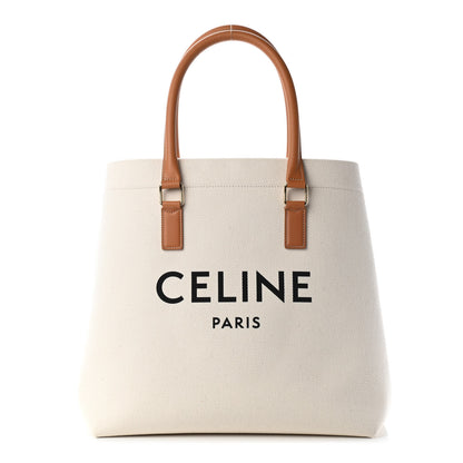 Celine Canvas Calfskin Horizontal Cabas Natural Tan 1 of 8