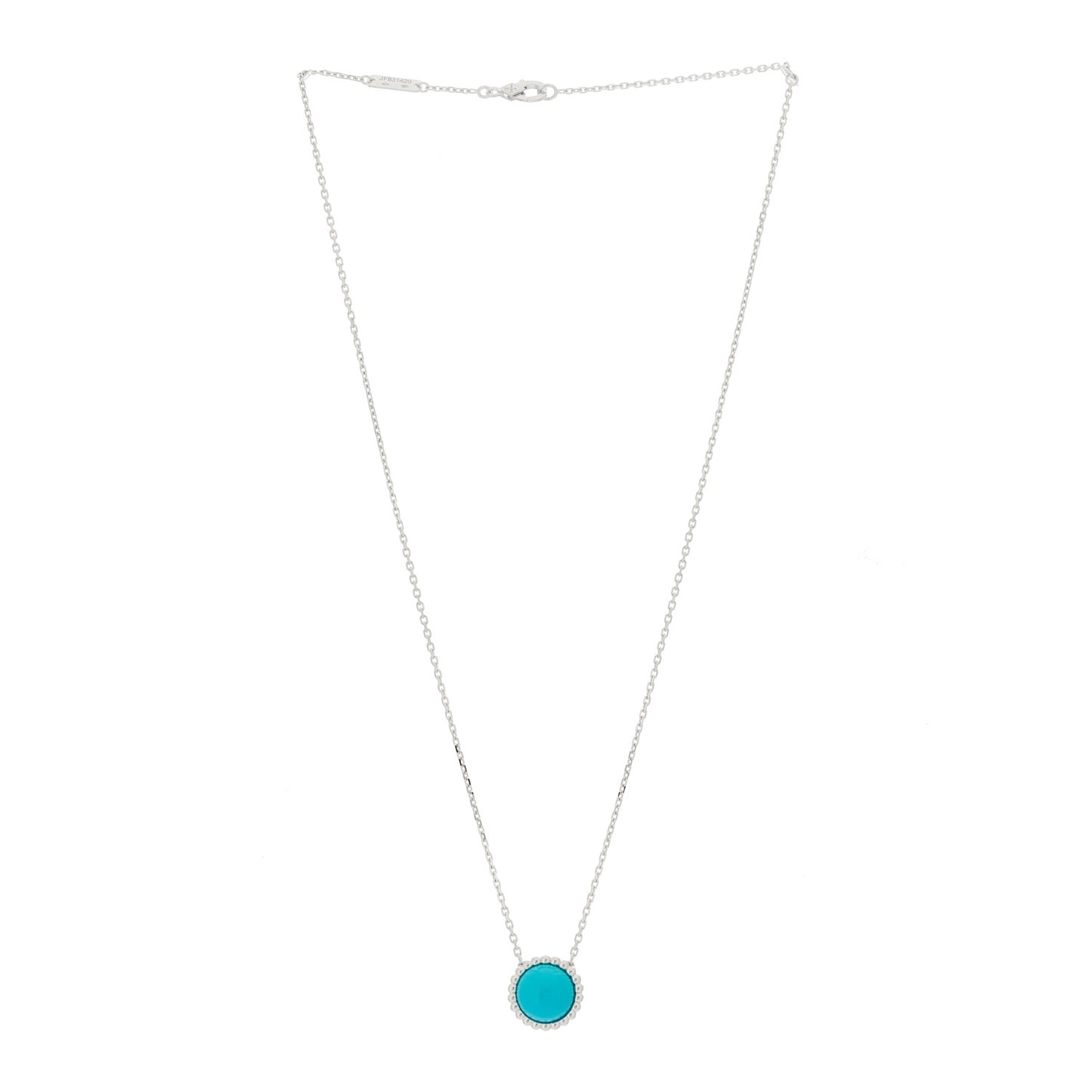 18K White Gold Turquoise Perlee Couleurs Pendant Necklace